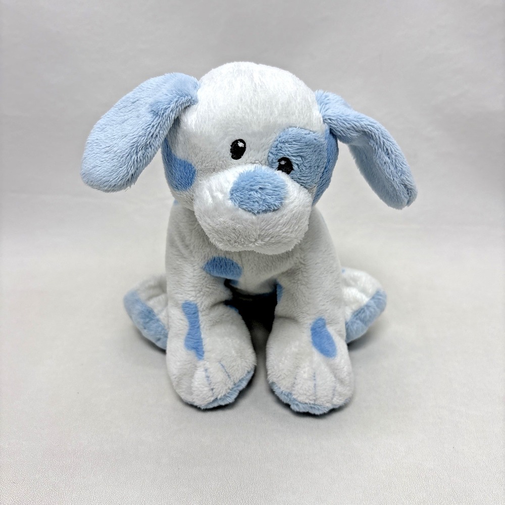 Ty Pluffies Baby Pups Blue White Spotted Puppy Dog Plush Stuffed Animal